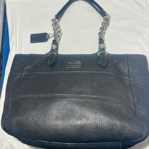 Coach Pebbled Leather Madison Tribeca East Tote with Chain Strap